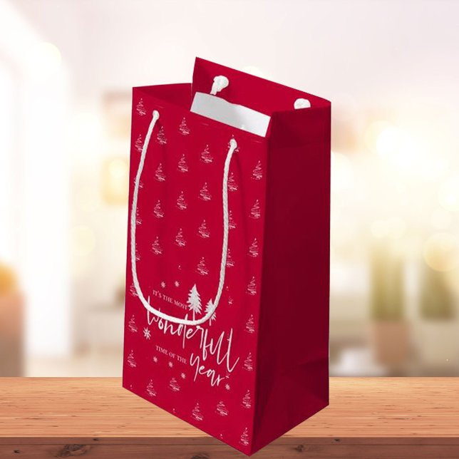 Cute Red Its The Most Wonderful Time Of The Year Small Gift Bag (Creator Uploaded)