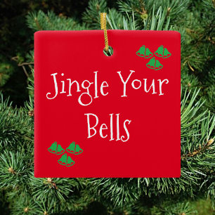 Cute Red Jingle Bells Ceramic Ornament