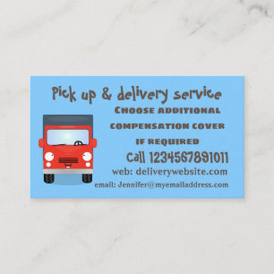 Cute red kawaii truck cartoon illustration business card