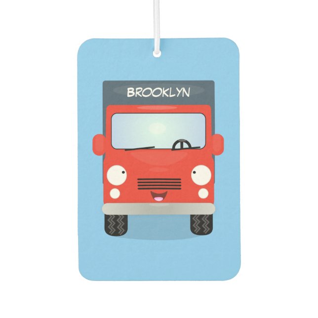 Cute red kawaii truck cartoon illustration  car air freshener (Front)