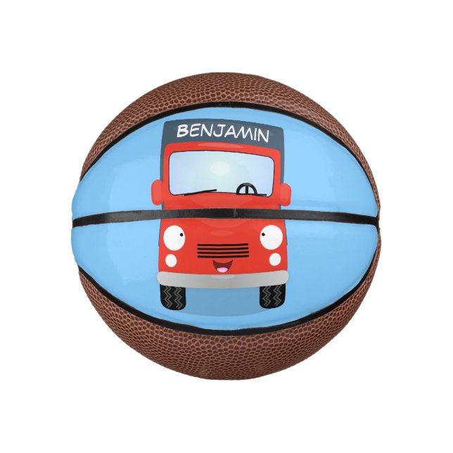 Cute red kawaii truck cartoon illustration mini basketball (Front)