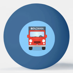 Cute red kawaii truck cartoon illustration ping pong ball