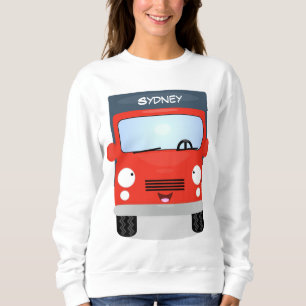 Cute red kawaii truck cartoon illustration sweatshirt
