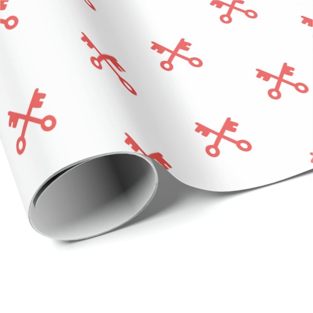 Cute red Keys on white background Wrapping Paper (Roll Corner)