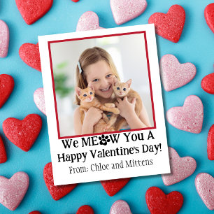 Cute Red Kids Cat Photo Classroom Valentine's Day Card