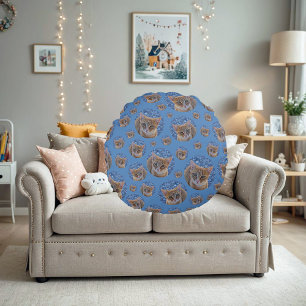 Cute red kitten - cat pattern round cushion