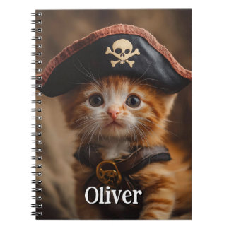 Cute Red Kitten Pirate Photo Notebook