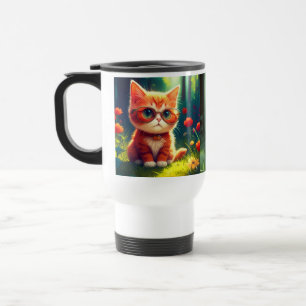 Cute Red Kitten Wearing Glasses-365478 Travel Mug