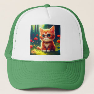 Cute Red Kitten Wearing Glasses-365478 Trucker Hat