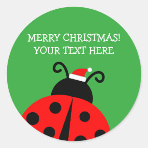 Cute red ladybird Christmas custom Holiday favour Classic Round Sticker