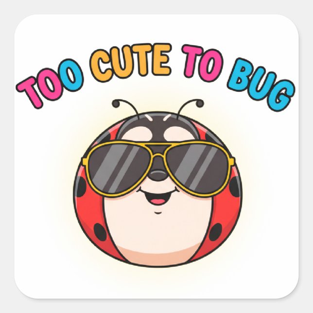 Cute Red Ladybug Character  Square Sticker (Front)