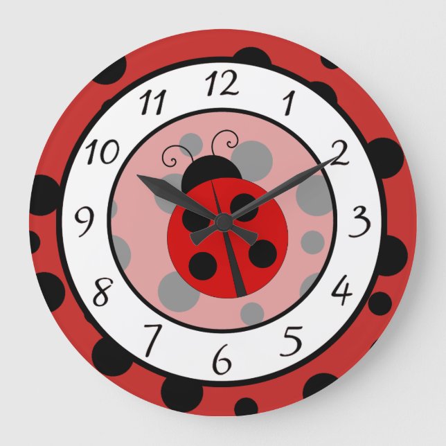 Cute Red Ladybug Clock (Front)