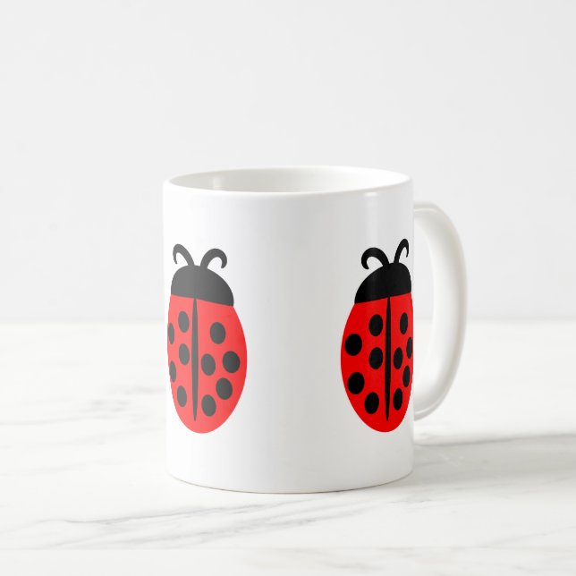 Cute Red Ladybug Coffee Mug (Front Right)