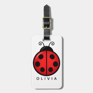 Cute Red Ladybug Custom Name Graphic Art Luggage Tag