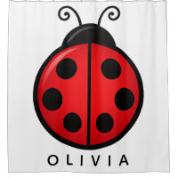 Cute Red Ladybug Custom Name Graphic Art