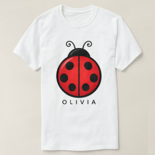 Cute Red Ladybug Custom Name Graphic Art T-Shirt