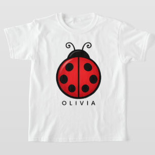 Cute Red Ladybug Custom Name Graphic Art T-Shirt