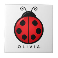 Cute Red Ladybug Custom Name Graphic Art