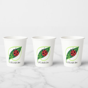 Cute Red ladybug Green Love Leaf girly kids Paper Cups
