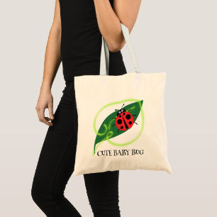 Cute Red ladybug Green Love Leaf girly kids Tote Bag