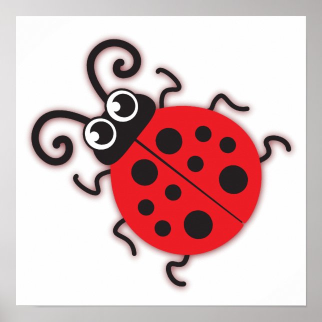 Cute red ladybug kids nursery poster (Front)