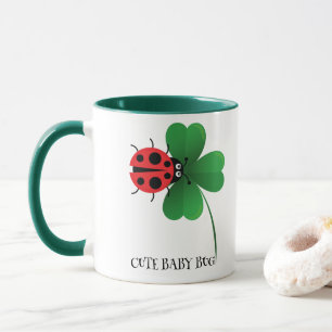 Cute red ladybug on Lucky leaf Kids  Mug
