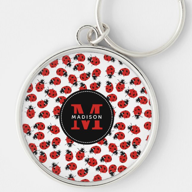 Cute Red Ladybug Pattern   Key Ring (Front)
