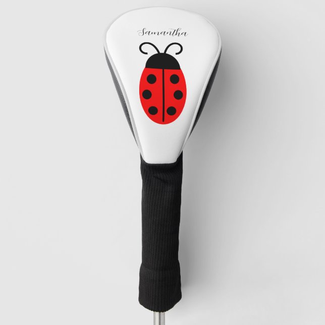 Cute Red Ladybug Personalised  Golf Head Cover (Front)