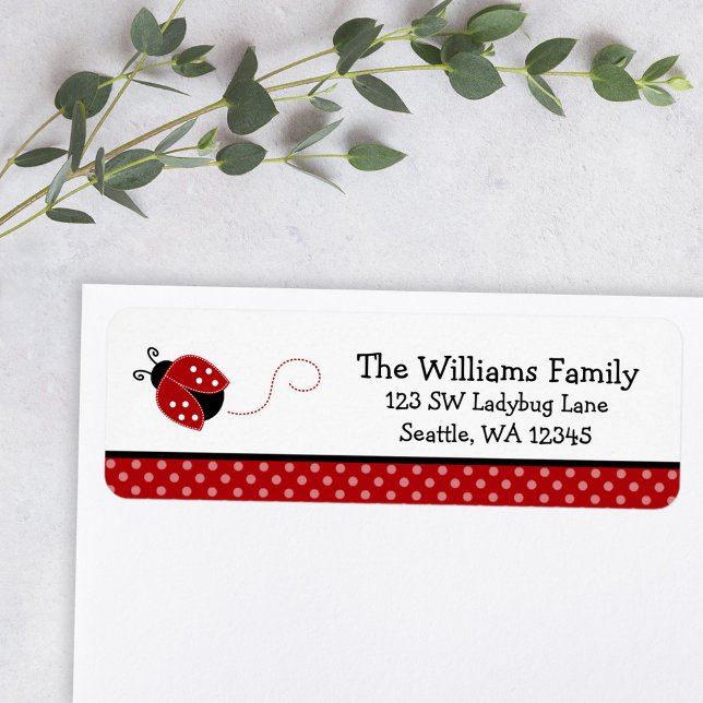 Cute Red Ladybug Polka Dot Return Address Label (Creator Uploaded)