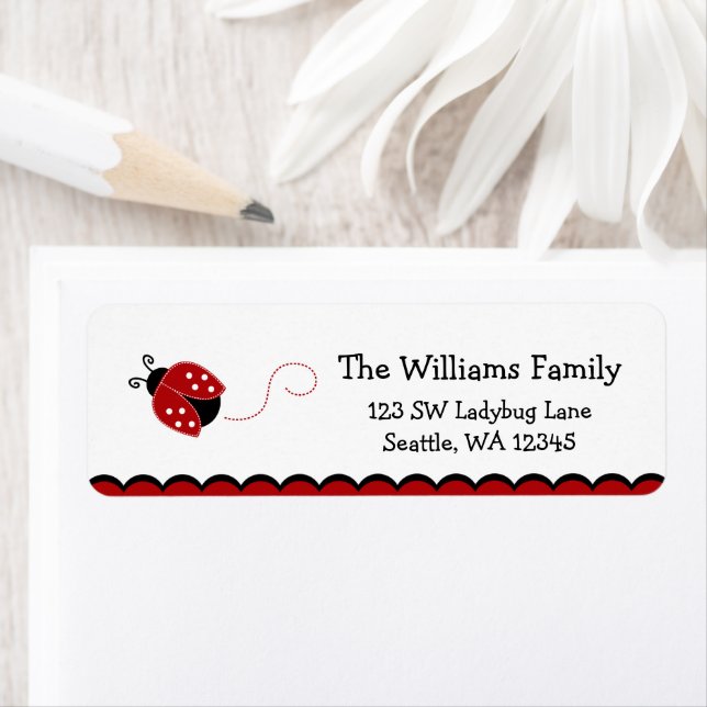 Cute Red Ladybug Return Address Label (Insitu)