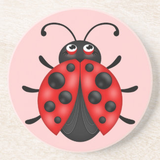 Cute Red Ladybug Sandstone Drink Coaster