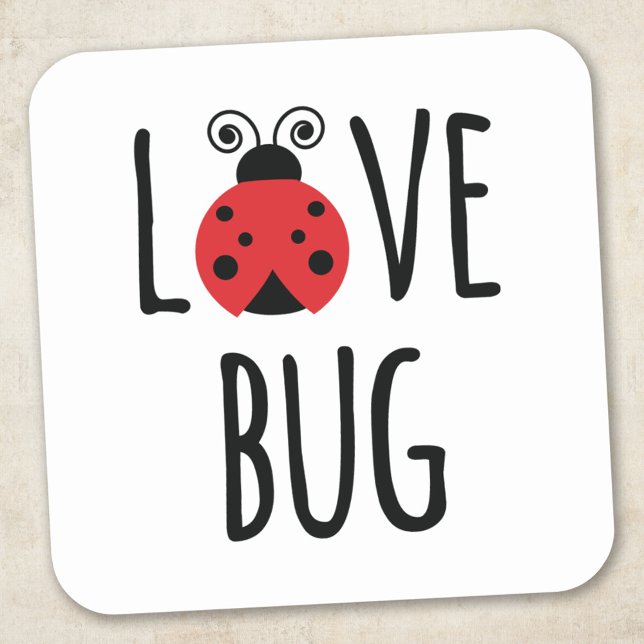 Cute Red Ladybug Typography Scrapbook Square Sticker (Creator Uploaded)