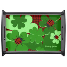 Cute Red Ladybugs on Green Clover Leaves Name 