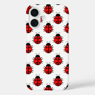 Cute Red Ladybugs Pattern and Cheerful Insect iPhone 16 Case