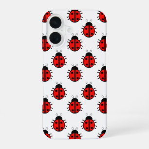 Cute Red Ladybugs Pattern and Cheerful Insect iPhone 16 Case