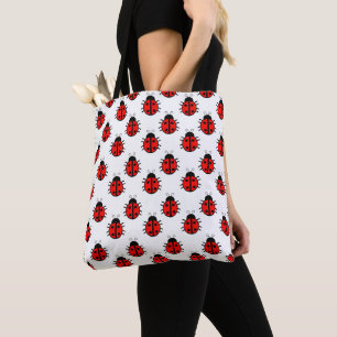 Cute Red Ladybugs Pattern and Cheerful Insect Tote Bag