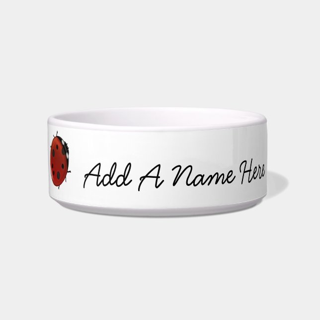 Cute Red Ladybugs Personalised Bowl (Front)