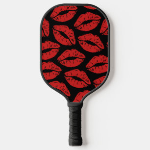 Cute Red Lipstick Kisses Kiss Lips pattern Pickleball Paddle