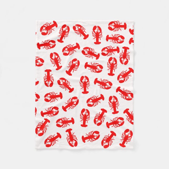 Cute Red Lobster Animal Pattern Fleece Blanket (Front)