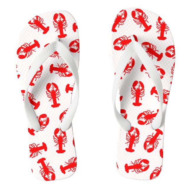Cute Red Lobster Animal Pattern Flip Flops (Footbed)
