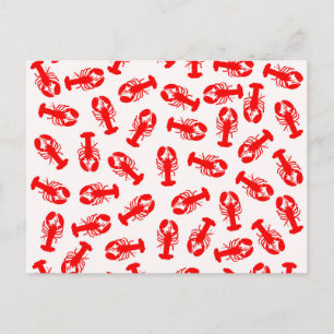 Cute Red Lobster Animal Pattern Postcard