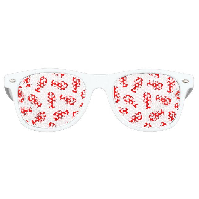 Cute Red Lobster Animal Pattern Retro Sunglasses (Front)
