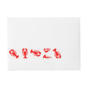Cute Red Lobster Animal Pattern Wraparound Address Label