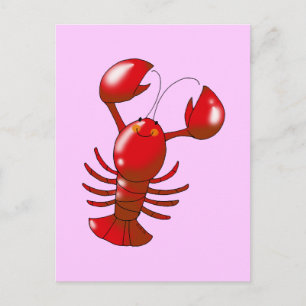 Cute red lobster postcard