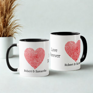 Cute red love fingerprint heart valentine's mug