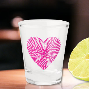 Cute red love fingerprint heart valentine's shot glass