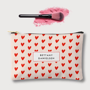 Cute Red Love Heart Pattern  Accessory Pouch
