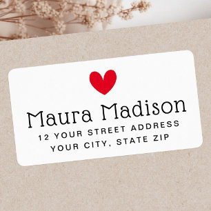 Cute red love heart return address label