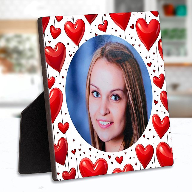 Cute Red Love Hearts Custom Photo Plaque (Creator Uploaded)