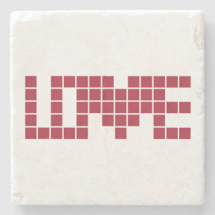 Cute red love squares lettres stone coaster